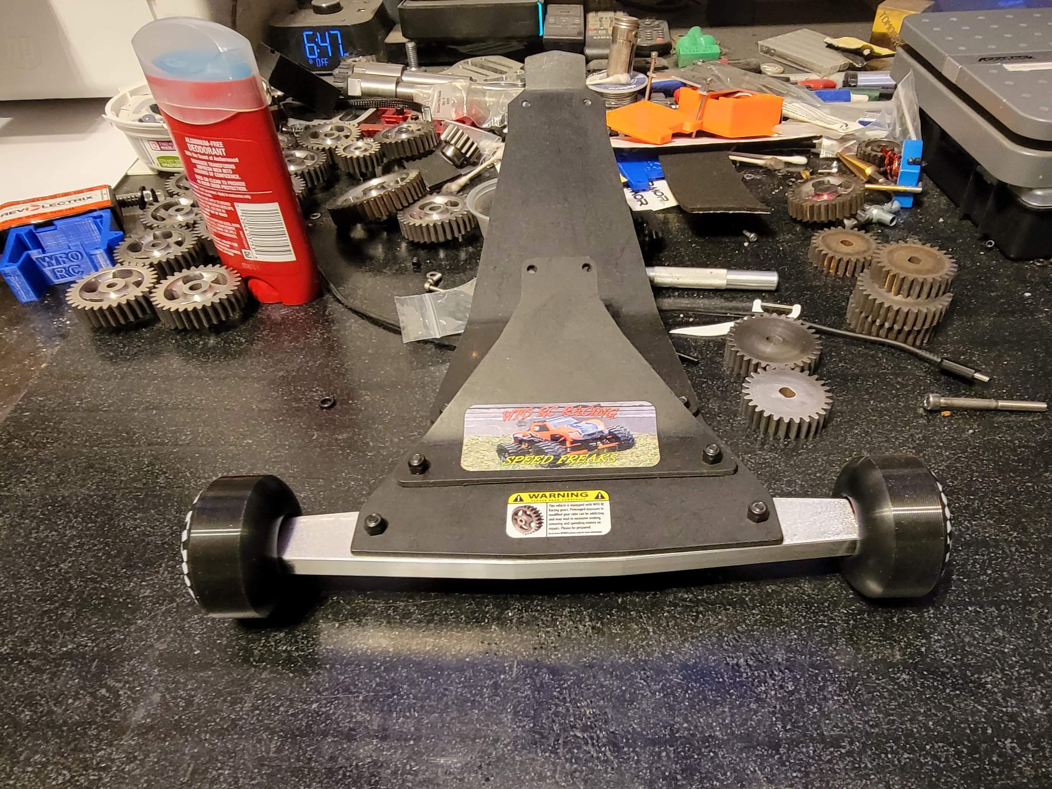 T-Bone X-Maxx Wheelie Bar with wheel upgrade and custom