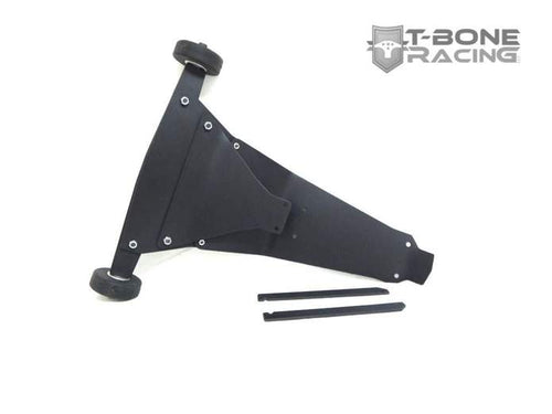 T-Bone X-Maxx Wheelie Bar with wheel upgrade and custom aluminum wheelie bar
